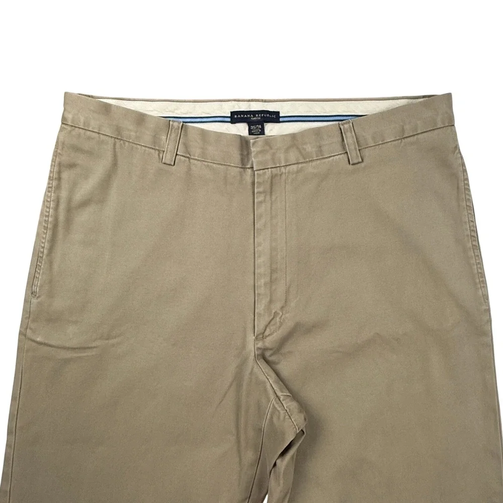 Banana Republic Gavin Chinos Khaki Tan Straight Leg Cotton Pants Mens 35x34
